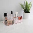 5 of 5:Home Basics Large 16 Compartment Cosmetic Organizer with Rose Bottom 