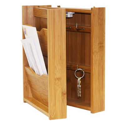 1 of 6:Home Basics Bamboo Letter Rack with Key Box, Natural 