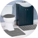 7 of 8:Ensemble de 3 tapis de bain touffetés antidérapants à rayures Atlanta 