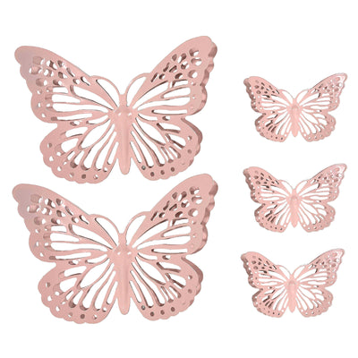 1 of 2:PREMIUS 5 Piece Metal Butterfly Wall Decor Set, Pink, (3) 6 Inches, (2) 12 Inches 