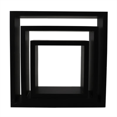 2 of 4:Home Basics 3 Piece MDF Floating Wall Cubes, Black 