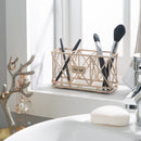 3 of 4:Detalles del hogar Portalápices para brochas de maquillaje con 3 compartimentos en oro rosa 