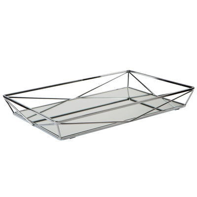1 of 3:Home Details Large Geometric Mirrored Vanity Tray in Chrome 