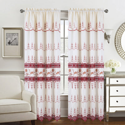 4 of 6:Juliana  Macramé Jacquard Room Darkening Window Curtain Panel with Attached Valance, 55x84 Inches 