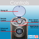 3 of 8:Ventilateur tour oscillant Arctic-Pro avec écran numérique et télécommande, gris foncé, 42 pouces 