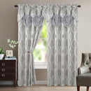 1 of 1:Aurora Tree Leaf Jacquard Window Panel with Attached Valance, Silver, 54x84 Inches 
