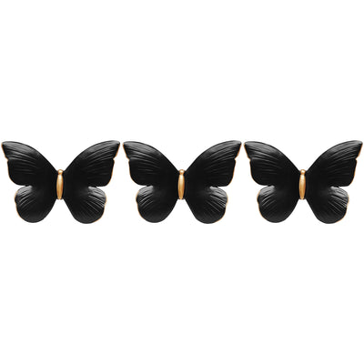 1 of 1:PREMIUS 3 Piece Resin Butterfly Wall Decor Set, Black, 4x5x2.5 Inches 