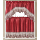 5 of 8:Ensemble de rideaux de cuisine Remi 3 pièces avec broderies à paillettes et cantonnière à volants, 76 x 91 cm 