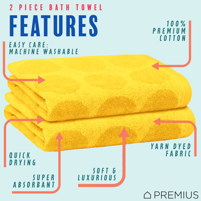 4 of 31:PREMIUS 2 Pack Circles 100% Cotton Yarn Dyed Bath Towel, 27x54 Inches 