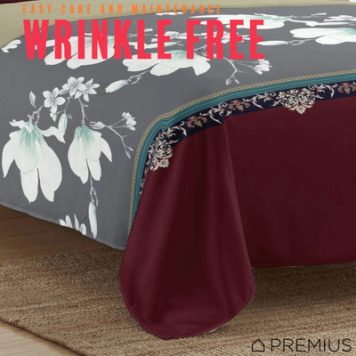 3 of 28:PREMIUS Scarlett Soft Wrinkle-Free Microfiber Sheet Set, Brick-Gray-Beige 