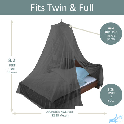 4 of 7:Just Relax Elegant Mosquito Net Bed Canopy Set, Black, Twin-Full 