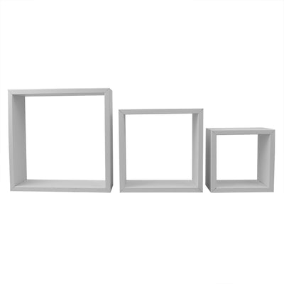 3 of 4:Home Basics 3 Piece MDF Floating Wall Cubes, White 