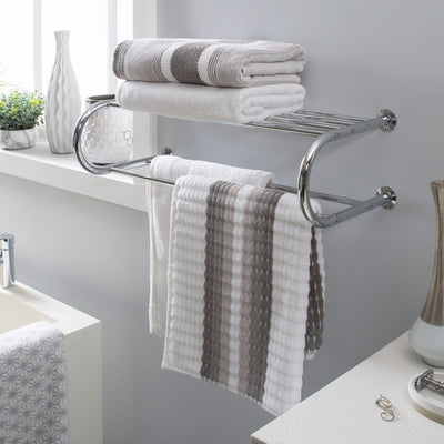 3 of 4:Neu Home Wall Mounted Bath Shelf with Towel Bar in Chrome 