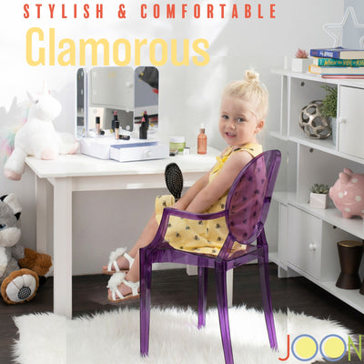 13 of 23:JOON 2 Pack Kids Ghost Chairs with Armrest, 25x13x14.5 Inches, Transparent 