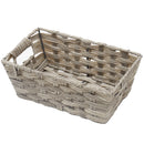 1 of 4:Home Basics Small Faux Rattan Basket with Cut-out Handles, Grey 
