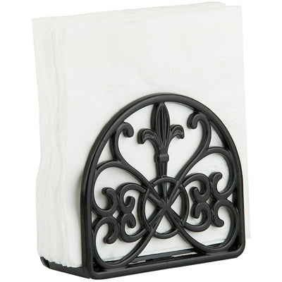 3 of 7:Home Basics Fleur De Lis - Servilletero de hierro fundido, color negro, 5.5 x 2.25 pulgadas 