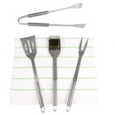 3 of 4:Homes Basics - Juego de herramientas para barbacoa (4 piezas, acero inoxidable), color plateado 