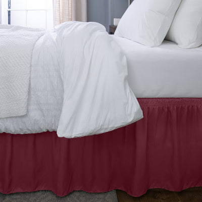 4 of 5:Detalles del hogar Cama envolvente con volantes Queen/King, Borgoña 