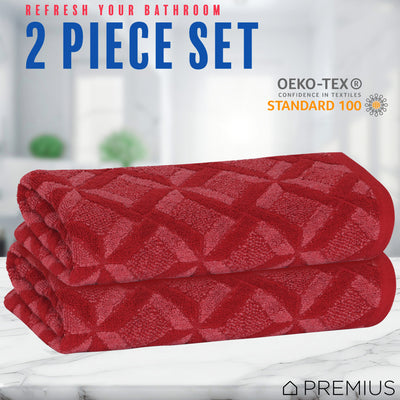 24 of 24:PREMIUS 2 Pack Geo 100% Cotton Yarn Dyed Bath Sheet Towel, 32x64 Inches 