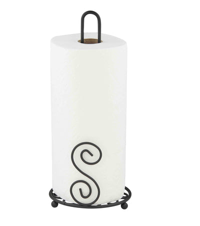 1 of 5:Porte-essuie-tout en acier Home Basics Scroll Collection, noir 