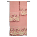 3 of 7:Ensemble de 3 serviettes de bain décoratives en coton brodé floral Jules 
