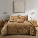 4 of 12:Ensemble de couette réversible Séoul 5 pièces en chenille métallisé brillant 
