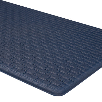 4 of 7:Achim Woven-Embossed Faux-Leather Anti-Fatigue Mat, Navy, 18x30 Inches 