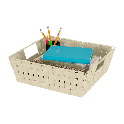3 of 4:Simplify Large Woven Storage Shelf Bin in Ivory 