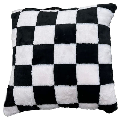 2 of 8:Coussin en fausse fourrure à carreaux Raceway, 50 x 50 cm 