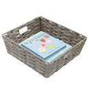 2 of 4:Home Basics Large Faux Rattan Basket with Cut-out Handles, Grey 
