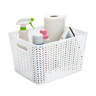 2 of 2:Simplify Large Herringbone Storage Bin in White 