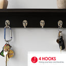 6 of 7:Étagère flottante en bois Home Basics avec crochets à clés, marron 
