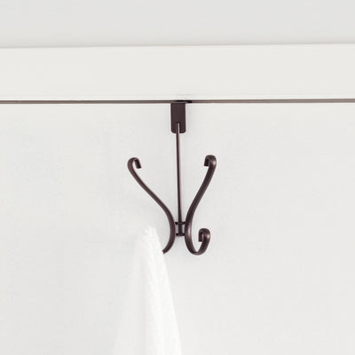 4 of 5:Home Basics Over the Door Double  Hanging Hook with Rounded Knobs, Bronze 