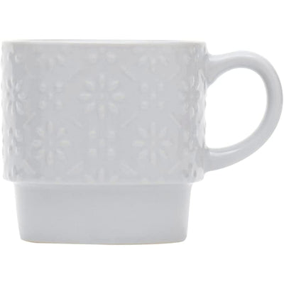 4 of 8:Home Basics Juego de tazas apilables de 4 piezas con soporte, margarita en relieve 