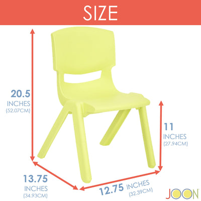 3 of 7:JOON Stackable Plastic Kids Learning Chairs, Lime, 20.5x12.75X11 Inches, 2-Pack (Pack of 2) 