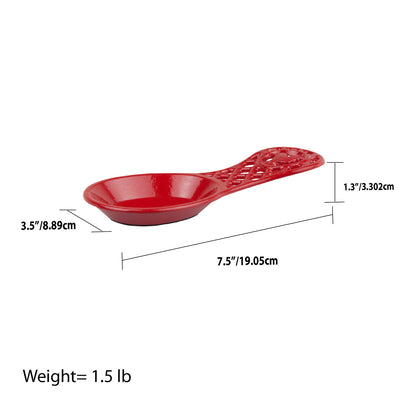 5 of 5:Home Basics Soporte para cuchara de gallo de hierro fundido, rojo 