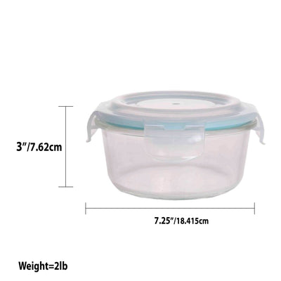 4 of 4:Home Basics 32 oz. Round Borosilicate Glass Food Storage Container 