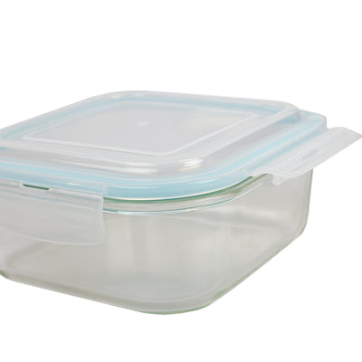 3 of 5:Récipient alimentaire carré en verre borosilicaté Home Basics de 1 134 g avec couvercle verrouillable en plastique étanche et hermétique 