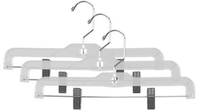 1 of 5:Home Basics Crystal Plastic Straight Skirt Hanger with Metal Clips, Clear 
