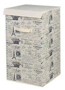 1 of 4:Panier rectangulaire vintage en tissu non tissé avec fermeture Velcro, motif cartes postales de Paris, collection Home Basics, couleur naturelle 