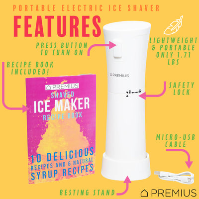 2 of 10:PREMIUS Rechargeable Cordless Hawaiian Shaved Ice Maker, Snow Cone Machine, White 