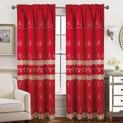 8 of 10:Malaika Panel de ventana de macramé jacquard bordado con cenefa, 54 x 84 pulgadas 