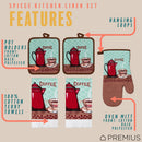 28 of 61:PREMIUS 5 Piece Printed Kitchen Linen Set, 2 Cotton Towels, 2 Pot Holders, 1 Oven Mitt 