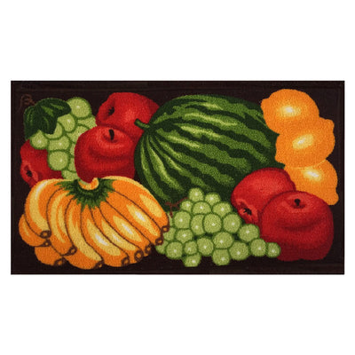 1 of 1:Tapis de cuisine antidérapant « mélange de salades de fruits », noir, 45 x 76 cm 