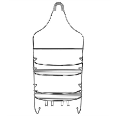 3 of 7:Home Basics Carrito de ducha de alambre plano de acero cromado 