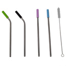 1 of 3:Home Basics Soft Silicone Tip Stainless Steel Straw Set, Multi-color, (Pack of 5) 