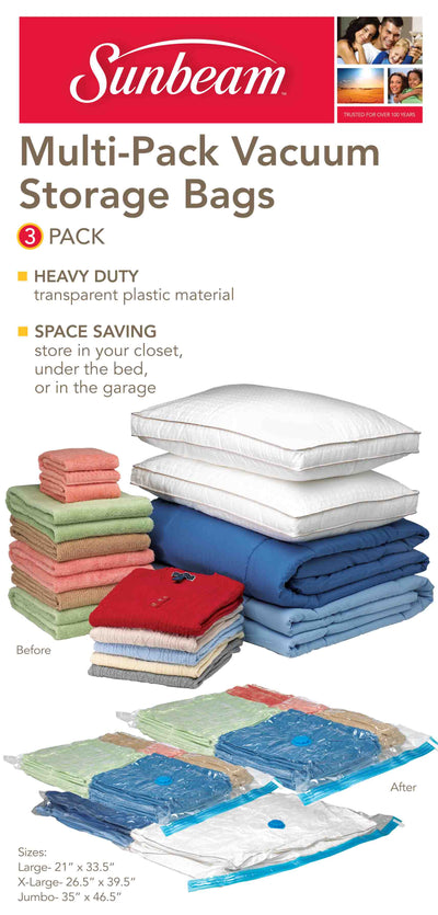 1 of 4:Sunbeam Plastic Vacuum Storage Bag, (Pack of 3) 