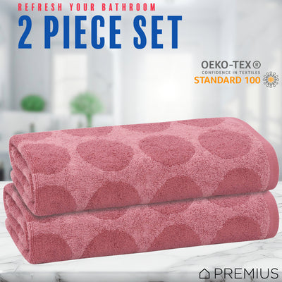 18 of 42:PREMIUS 2 Pack Circles 100% Cotton Yarn Dyed Bath Sheet Towel, 32x64 Inches 