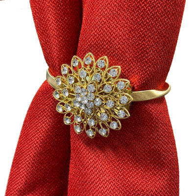 1 of 2:Jeweled Flower Decorative One Pair Window Curtain Tieback, Gold 