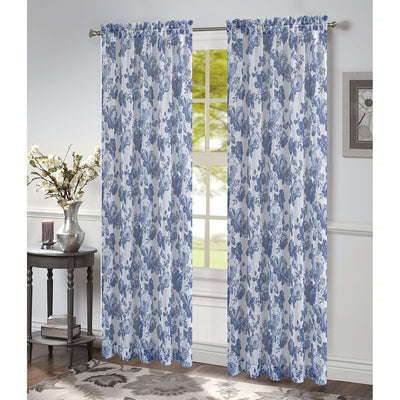 6 of 8:Evie Sheer Classic Floral Printed Window Panel and Valance Treatments, All Sold Separately 